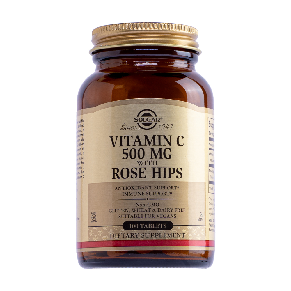 Solgar Vitamin C 500mg w Rose Hips Tang Cuong De Khang (Chai 100v)