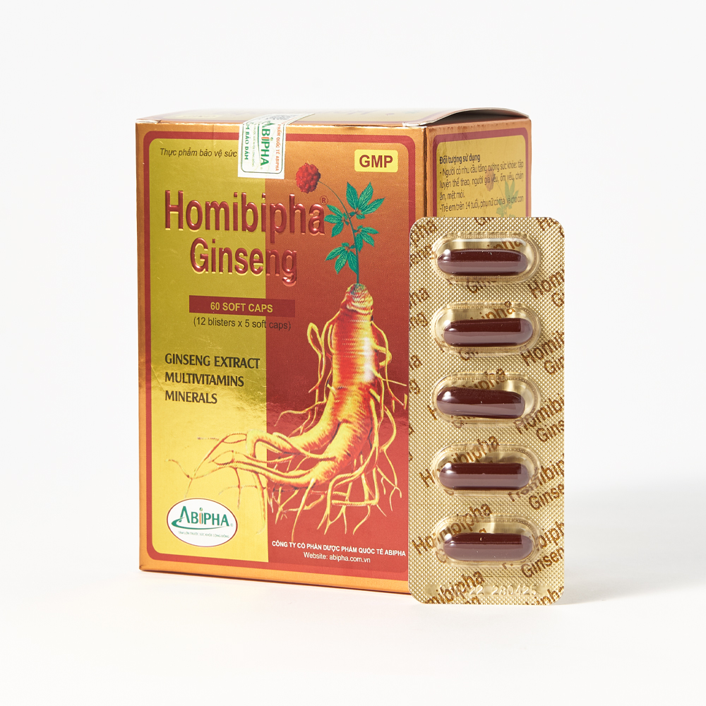 Thực phẩm tăng cường sức khỏe Abipha Homibipha Gingsen(Hộp 12 vỉ x 5 viên)