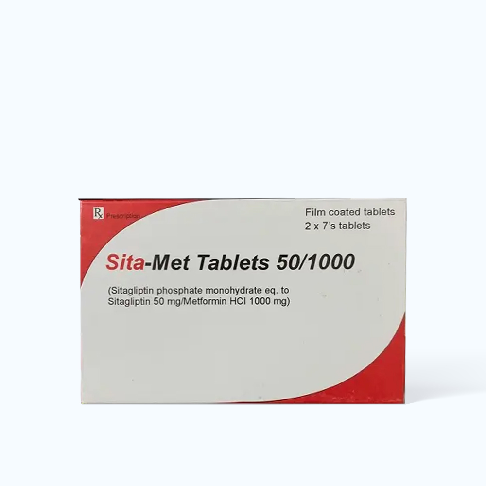 Sita-Met Tablets 50/1000 Amvipharm (Hộp 2 vỉ x 7 viên)