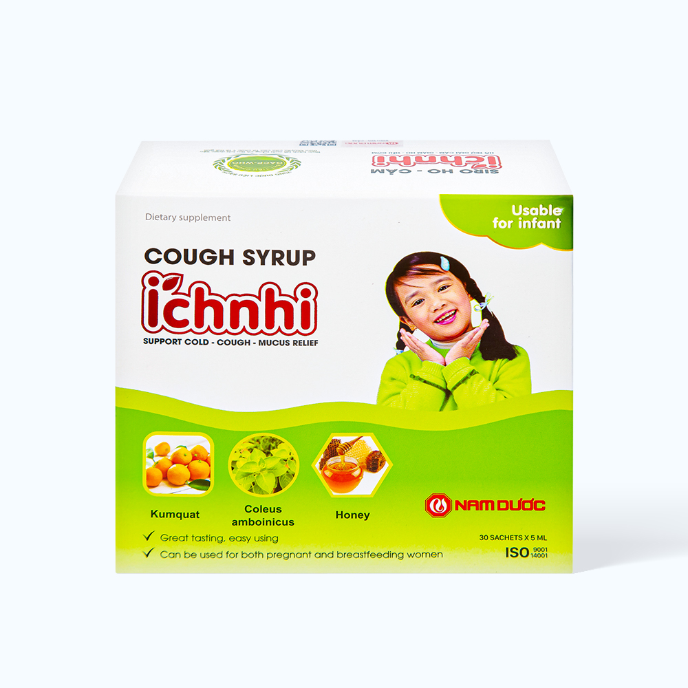NAM DUOC Ich Nhi Siro Ho Cam Cho Tre Tu 1Y (Hop 30 goi x 5ml)