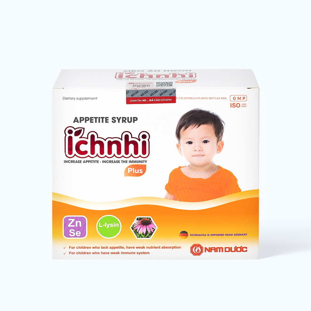 NAM DUOC Ich Nhi Siro An Ngon Plus Cho Tre Tu 2Y (Hop 20 Ong x 10ml)